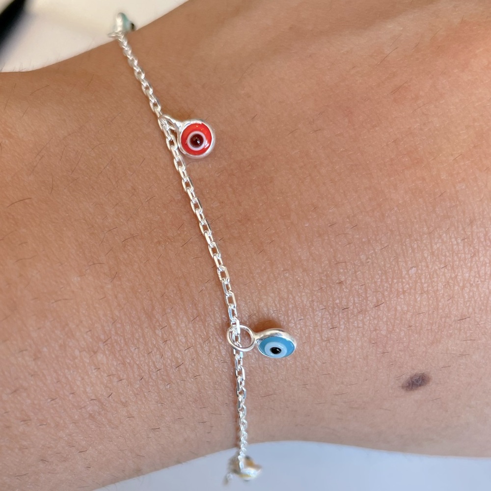 Sterling silver evil eye bracelet